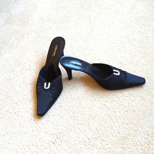 Pretty Black Satin J.Renee mules